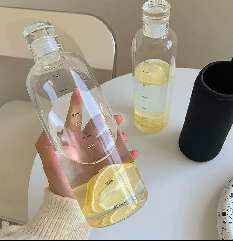 Large Capacity Glass Bottle, Glass Bottle With Time Marker, Leakproof Drop-Resistant Water Bottle Large Capacity Glass Bottle, Glass Bottle With Time Marker, Leakproof Drop-Resistant Water Bottle
